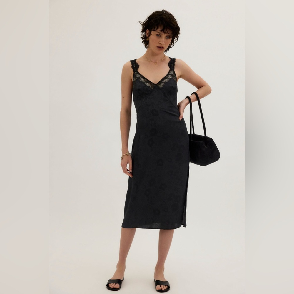 Free People Tell Me Why Midi Slip in black size Medium NWT